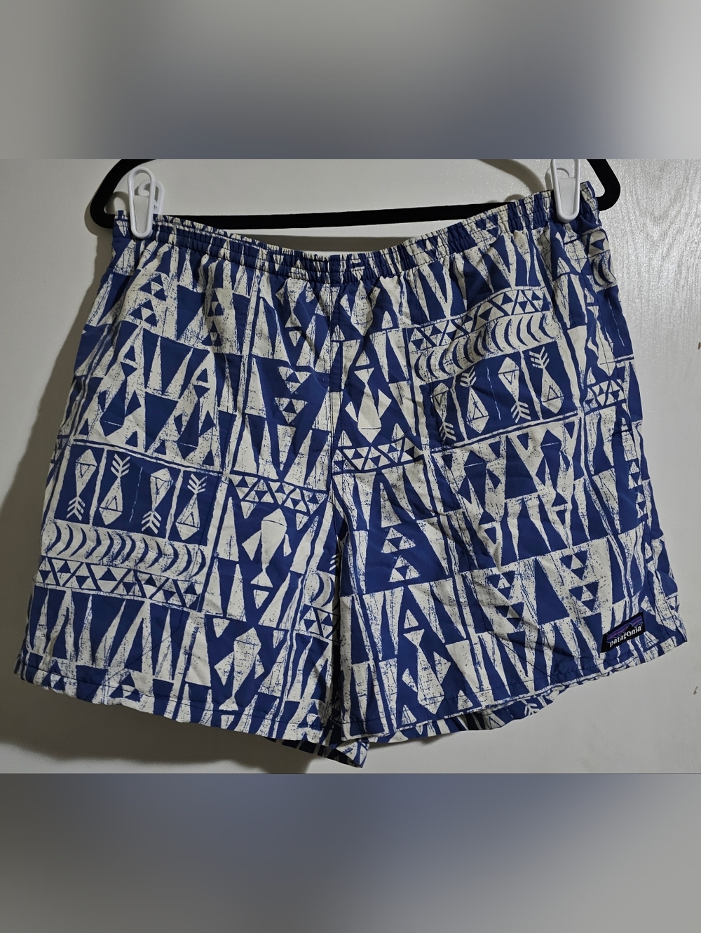 Patagonia Blue and White Geometric Print Men’s Shorts